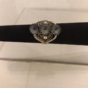 Gray Crystal Heart Statement Ring